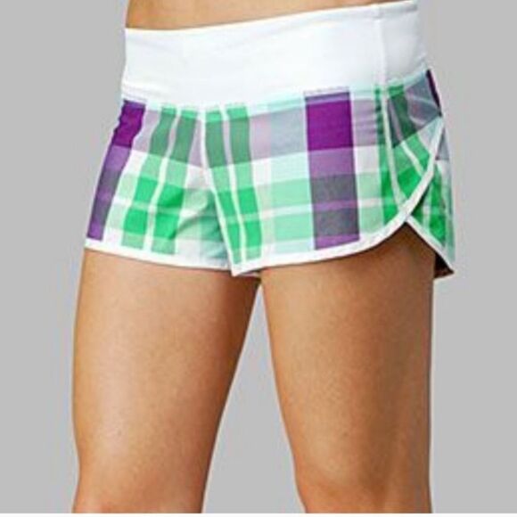 Lululemon Plaid Speed Shorts Sz 4 - Picture 1 of 8